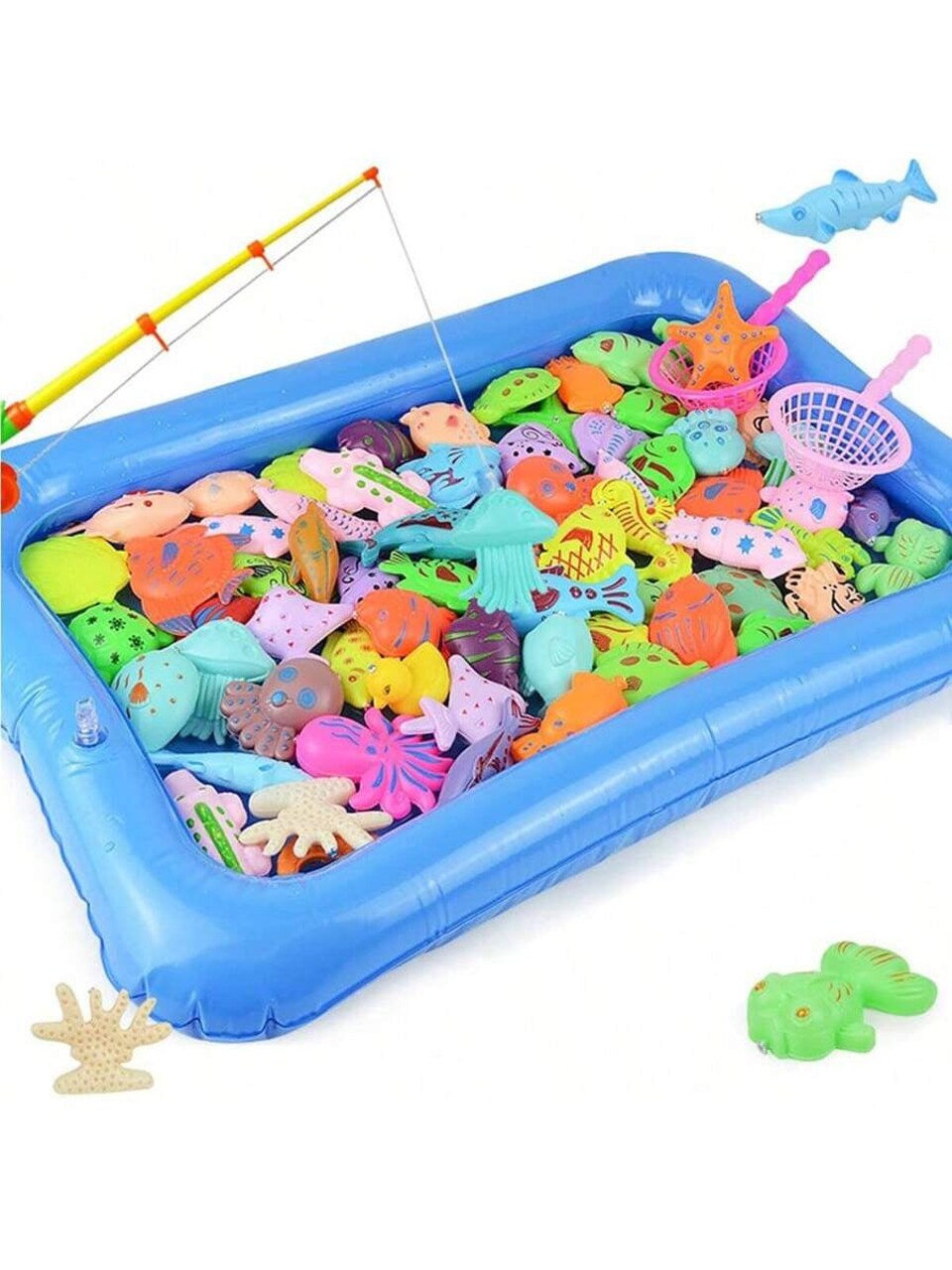 Magnetic Fishing Pool Toys Game for Kids Water Table Bathtub Kiddie Party  Toy Plastic Floating Fish Toys Summer Play Water Toys